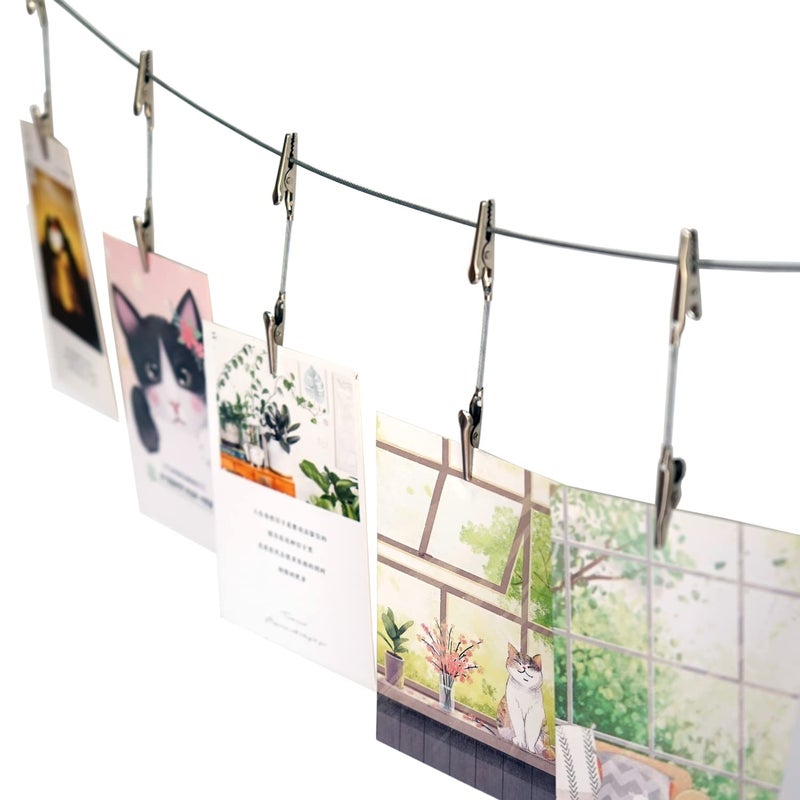 TFu Wall Hanging Photo Display, DIY Picture Photo Frame String with 12 Clips for Hanging Photos Notes and Artworks (Adjustable Alligatory Clip) - Image 4